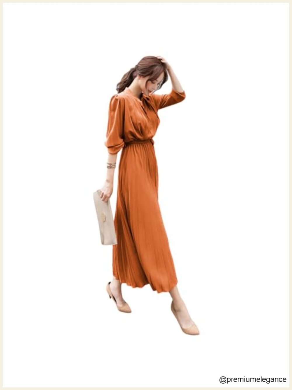 Pleated Long Sleeve Maxi Dress with Tie Waist - Casual Button Down